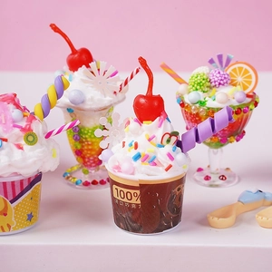 DIY handmade miniature simulation ice cream sundae toy cups set for kids crafts