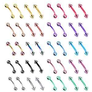 Curved Barbell Eyebrow Rings Stainless Steel Lip Piercing Jewelry Spike Ball Ends Colorful Polished Punk Style For Unisex