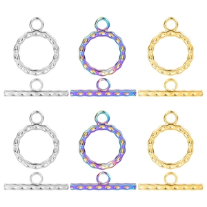 Stainless Steel Toggle Clasps OT Buckles Hammered Texture Jewelry Findings For DIY Necklace Bracelet Making Connectors