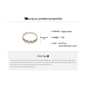 Three-layer copper bracelet with zircon stones and 6cm diameter size specifications