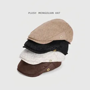 British vintage newsboy hats in four colors with leopard print and golden metal G logo