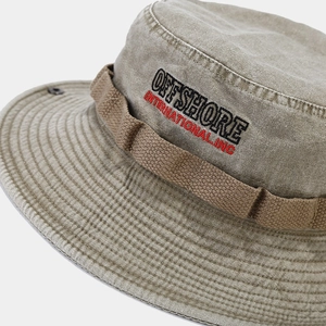 Washed cotton wide brim sun hat with vintage embroidery for outdoor camping and hiking