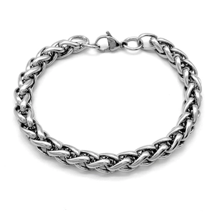 Polished silver hip hop style braided chain necklace with high quality lobster clasp