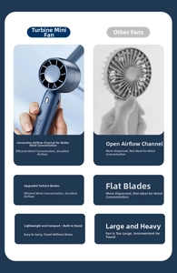 Comparison showing the innovative turbine duct design for powerful airflow of the mini fan
