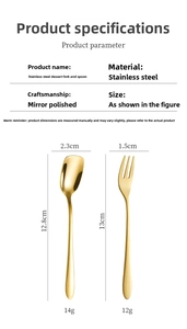 Polished 304 stainless steel dessert spoon and fork set specifications and measurements