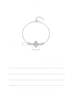 Detail of S925 sterling silver flower bracelet showing lobster clasp and 3cm extender chain