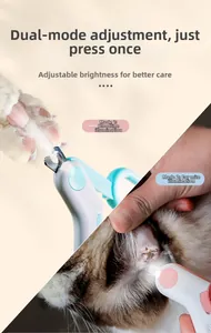 Detail view of pet nail clippers with dual LED light modes for safe bloodline and ear checking