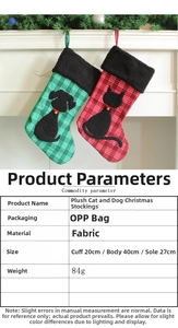 Spécifications de taille pour chaussettes de Noël à carreaux mesurant 20x40x27 cm