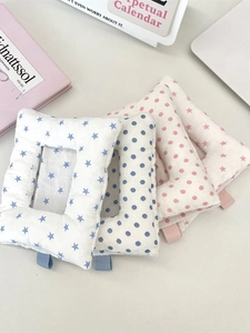 Cute padded cotton card holders set with star and polka dot patterns in soft pastel colors