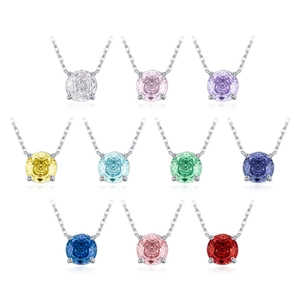 Funkelnde S925 Sterling Silber Halskette mit Rosen-Schliff in 10 Edelsteinfarben