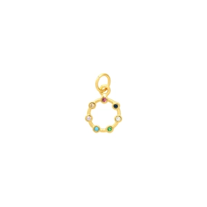 Détail du pendentif lune plaqué or 18 carats avec pierres en zircone colorées