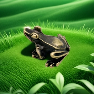 Figurine miniature de grenouille en bronze pour terrarium et aquarium sur mousse verte