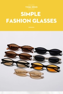 Detailed grid of vintage small oval frame sunglasses in leopard and solid colors