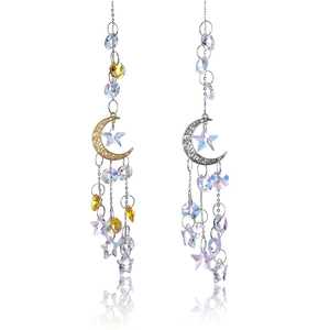 Crystal Moon Star Suncatcher Prism Pendant Hanging Window Ornament Rainbow Maker Home Decor Accents