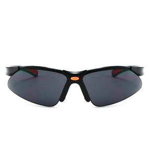 Fashion cycling safety sunglasses with black streamlined frame and grey protective lenses