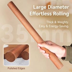 Solid Ebony Wood Rolling Pin Non Stick Dough Roller For Baking Dumplings Pasta Smooth Natural Finish Kitchen Tool