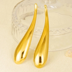 Minimalist gold teardrop earrings in 304 stainless steel with a sleek polished finish