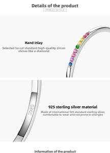 Macro detail of S925 sterling silver ring featuring hand-set colorful zircon stones