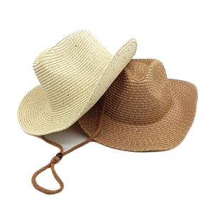 Chapeaux de paille à paillettes style western avec larges bords et cordons de serrage