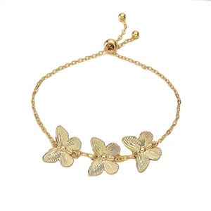 Elegant gold butterfly charm bracelet with adjustable slider clasp for women