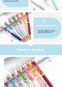 Detailed view of colorful dried flowers inside transparent DIY metal ballpoint pen tubes