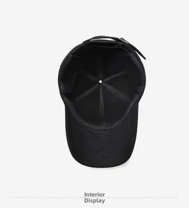 Detail view of the warm winter baseball cap interior lining and reinforced stitching