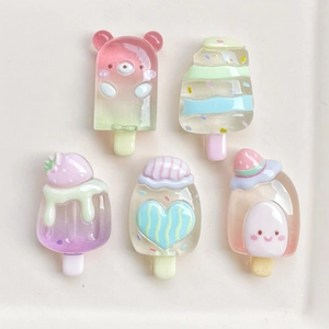 Lot de 5 breloques de glaces en résine colorée avec texture gelée pour DIY