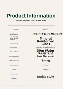 Detailed technical specifications table for women's vintage square steel wristwatch