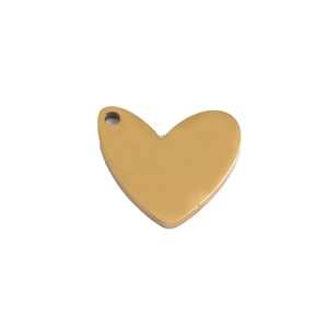 Minimalist gold heart-shaped stainless steel pendant with a matte finish for jewelry DIY