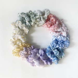 Fabric Floral Polka Dot Check Patterns Scrunchies Elastic Hair Ties Korean Style Sweet Accessories For Women