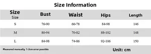 Detailed size chart for women's one-shoulder summer dress showing bust and waist measurements