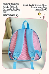 Detail view of the breathable honeycomb mesh back and adjustable straps on the kids backpack