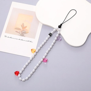 Colgante para móvil de perlas con dijes de corazones coloridos y cuenta de ojo turco