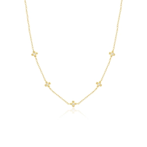 Elegant gold S925 sterling silver necklace featuring five sparkling star zircon pendants