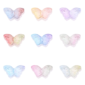 Butterfly Glass Crystal Beads Gradient Transparent Loose Beads For DIY Jewelry Making Earrings Bracelets