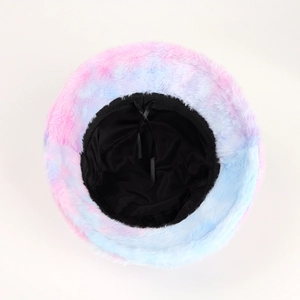 Cappello a secchiello in pelliccia sintetica tie-dye con coulisse interna regolabile