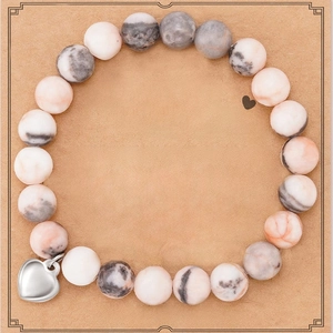 Natural Stone Beaded Bracelet With Heart Charm Handmade Healing Jewelry On Message Card For Women Men