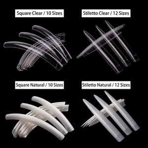 Punte Unghie Stiletto Quadrate Extra Lunghe Unghie Finte Salone Professionale Plastica ABS Trasparente Naturale Per Arte