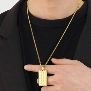 Collier hip hop homme en titane doré avec pendentif nid d'abeille et diamants CNC brillants