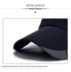 Detail of sturdy curved brim with built-in sandwich styling for baseball cap