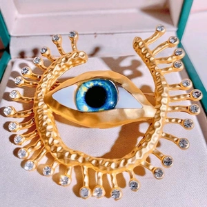 Vintage Evil Eye Brooch Pin For Women Alloy Rhinestone Creative Animal Beetle Turtle Brooches Jewelry Accessory Gift
