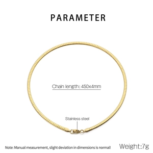 Detailed parameter diagram of gold stainless steel snake chain showing 450x4mm size and weight