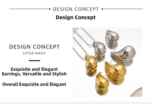 Detailed view of polished water-drop earrings in gold and silver mirror finish metal