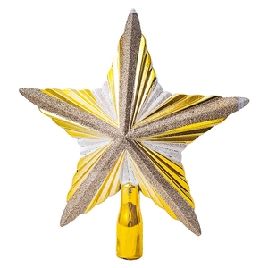 Puntale per albero di Natale a forma di stella dorata con finitura glitterata