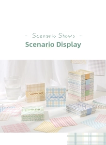 Scenic display of grid pattern sticky notes in macaron colors for creative stationery