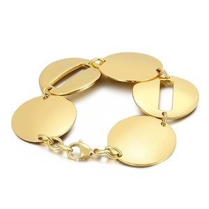 Bracciale rigido in acciaio inossidabile dorato con grandi maglie circolari di tendenza