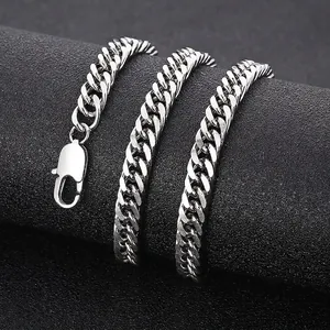 Collier Chaîne Cuban Link Acier Inoxydable Couleur Argent Bijoux De Mode Minimaliste Pour Hommes Et Femmes Avec Fermoir Mousqueton