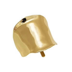 Minimalist wide golden alloy hair hook with polished hammered texture on white background