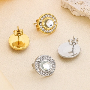 Lot de boucles d'oreilles rétro en acier inoxydable 18K plaqué or et argent avec zircon