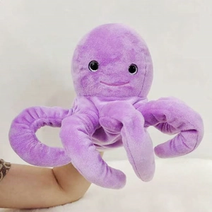 Purple plush octopus hand puppet for parent-child interactive storytelling and play